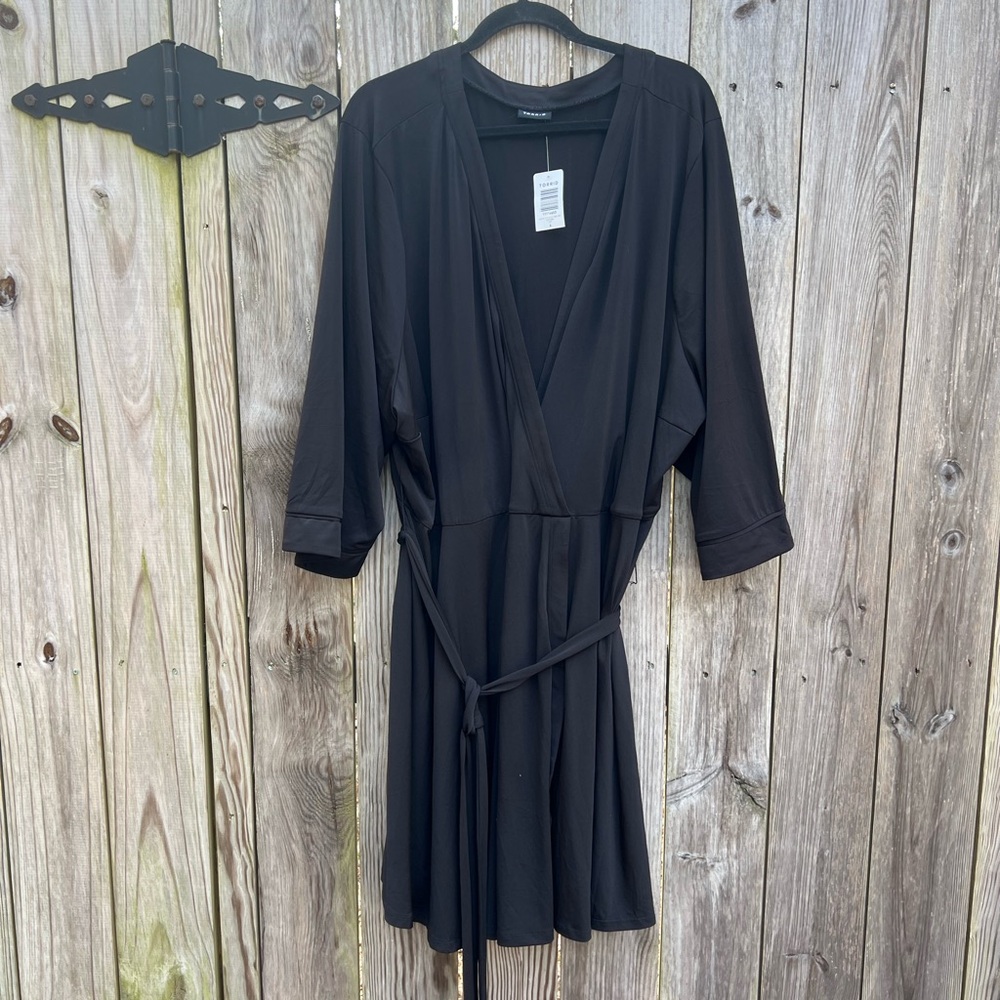 TORRID Black Belted Faux Wrap 3/4 Sleeve Dress Plus Women’s 6X NWT NEW